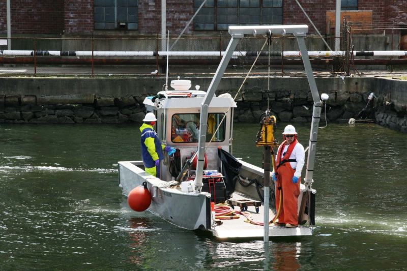 26-foot Stanley Bullnose aluminum workboat designed for inshore survey and coring operations