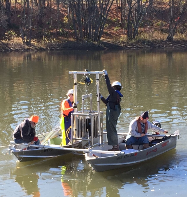 (2) 12 ft skiffs with fixed A-Frame designed for shallow water coring and SPI surveys